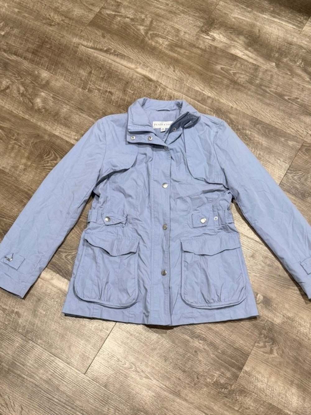 Pendleton Women's Sz Medium Light Blue Jacket Zip Snap  Coat  Adjustable